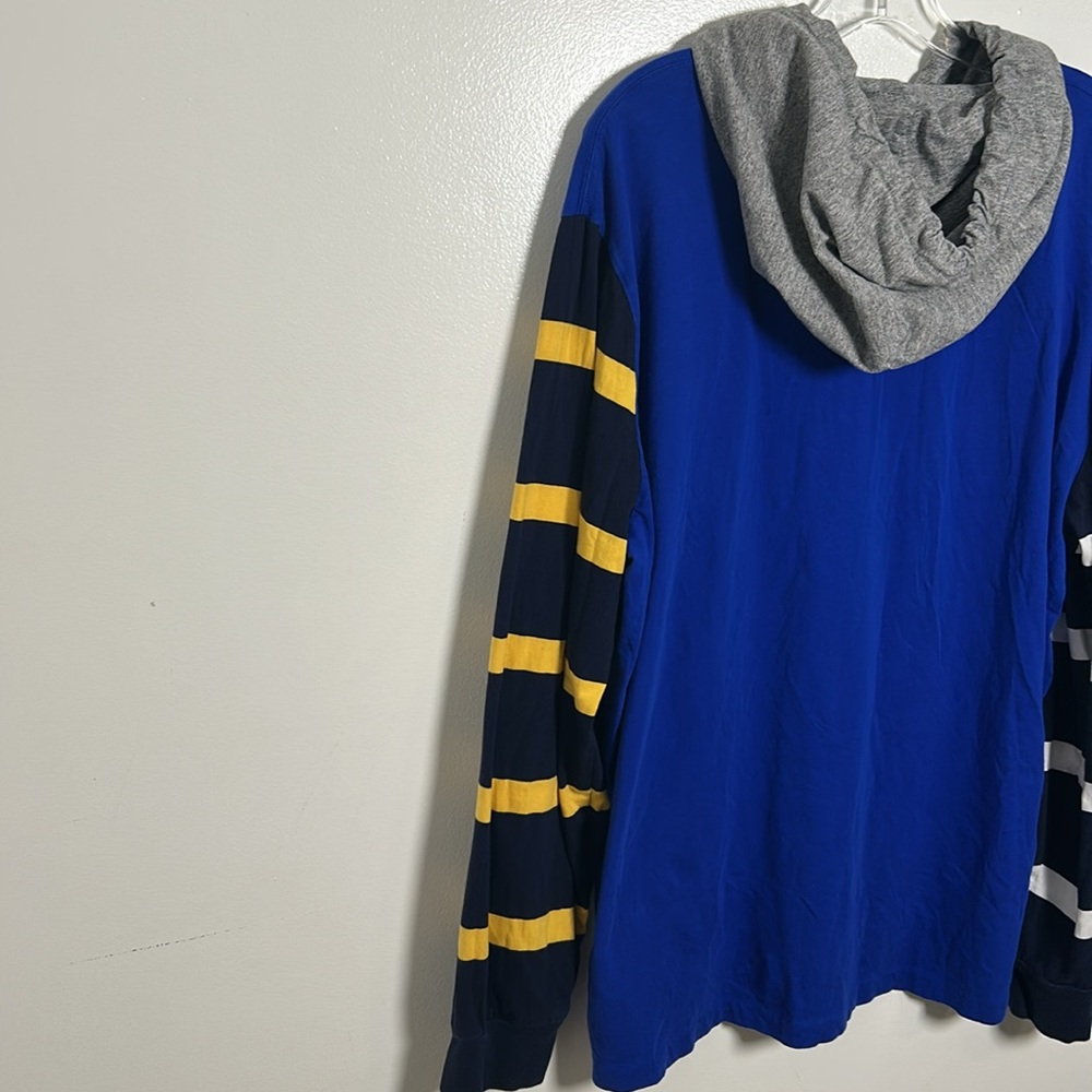 Polo Ralph Lauren Men’s Graphic Print Rugby Hoodie Royal Blue Striped Sleeves XL - Picture 12 of 15